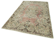 Handmade Wool Area Rug – Vintage Cotton Rug, Beige Area Carpet 5'8''x9'10''