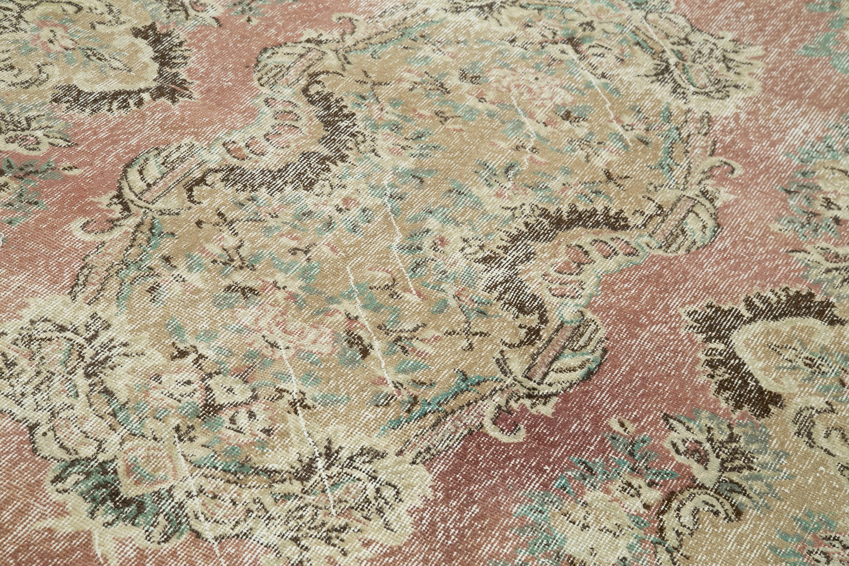 Handmade Wool Area Rug – Vintage Cotton Rug, Beige Area Carpet 5'8''x9'10''