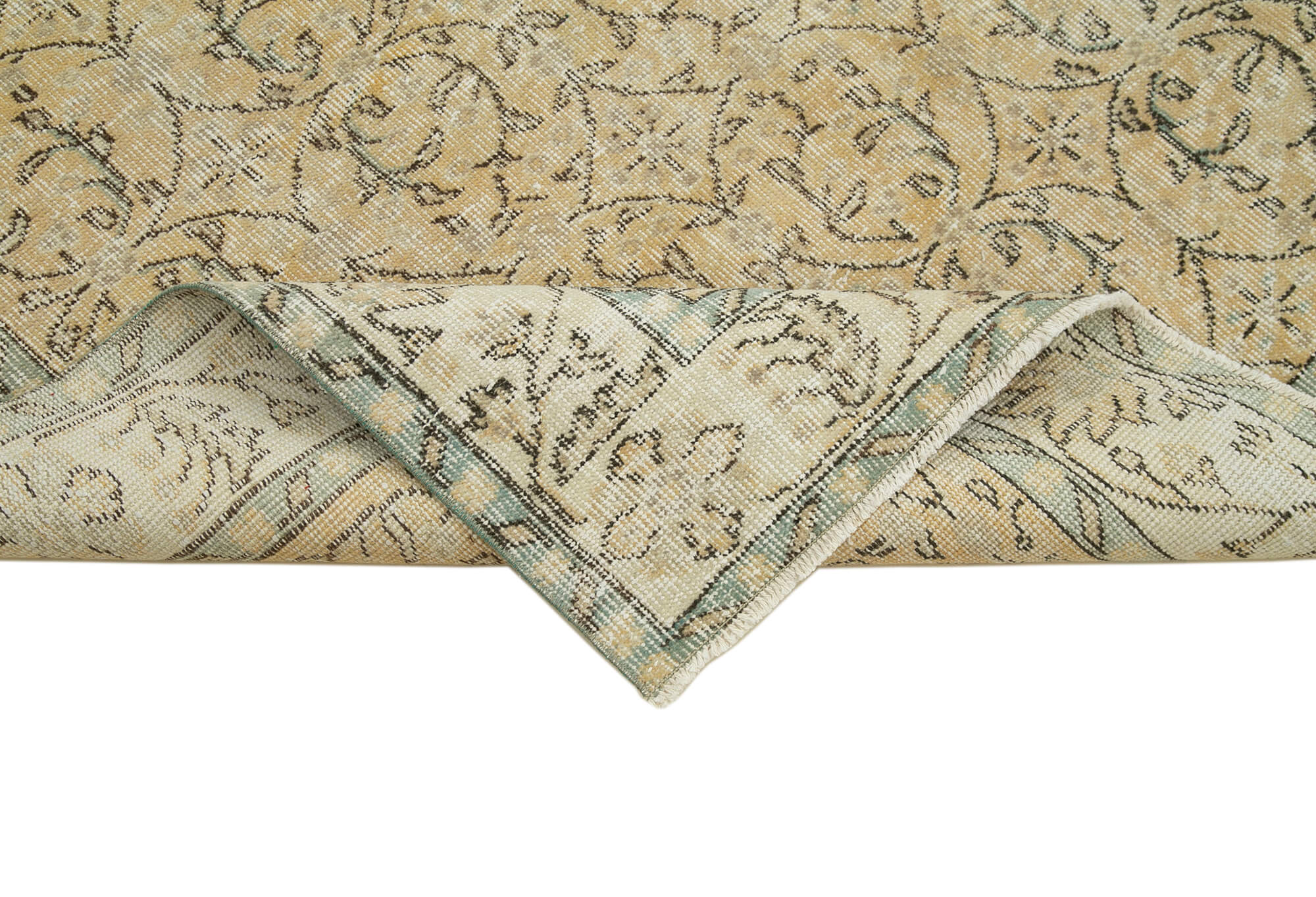 Handmade Wool Area Rug – Vintage Cotton Rug, Neutral Beige, 5'9''x8'11'' Classic