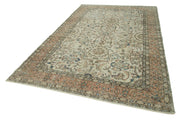 Handmade Wool Area Rug - Vintage Cotton Rug 6'7''x10'2'' | Neutral Beige Durable Floor Covering