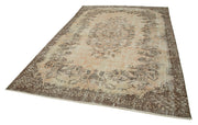 Handmade Wool Area Rug – Vintage Cotton Rug, Beige 6'8''x10'2'' Classic