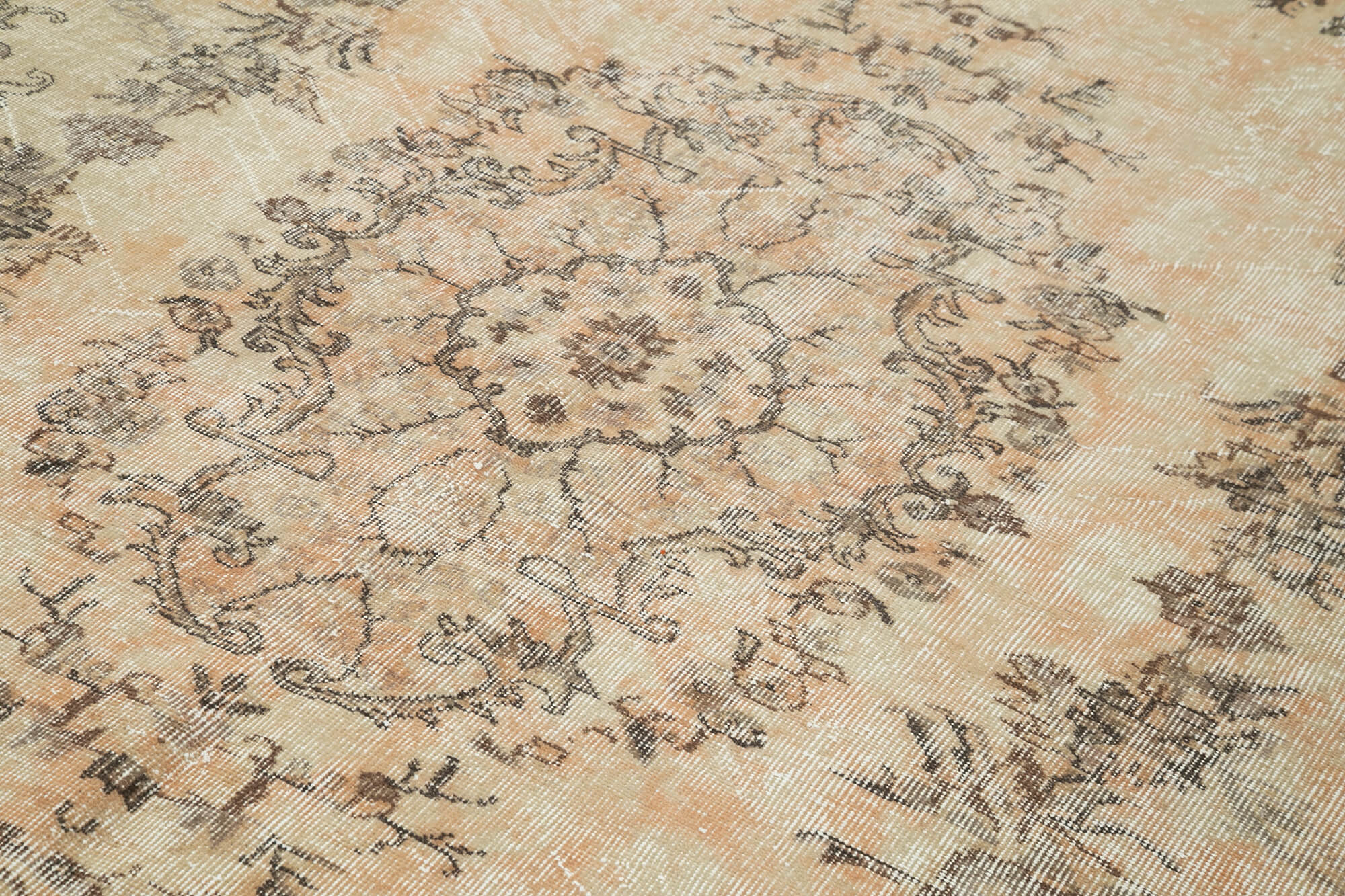 Handmade Wool Area Rug – Vintage Cotton Rug, Beige 6'8''x10'2'' Classic