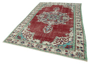 Handmade Wool Area Rug - Vintage Cotton Rug 6'3'' x 9'7'' | Neutral Beige, Soft Wool Texture