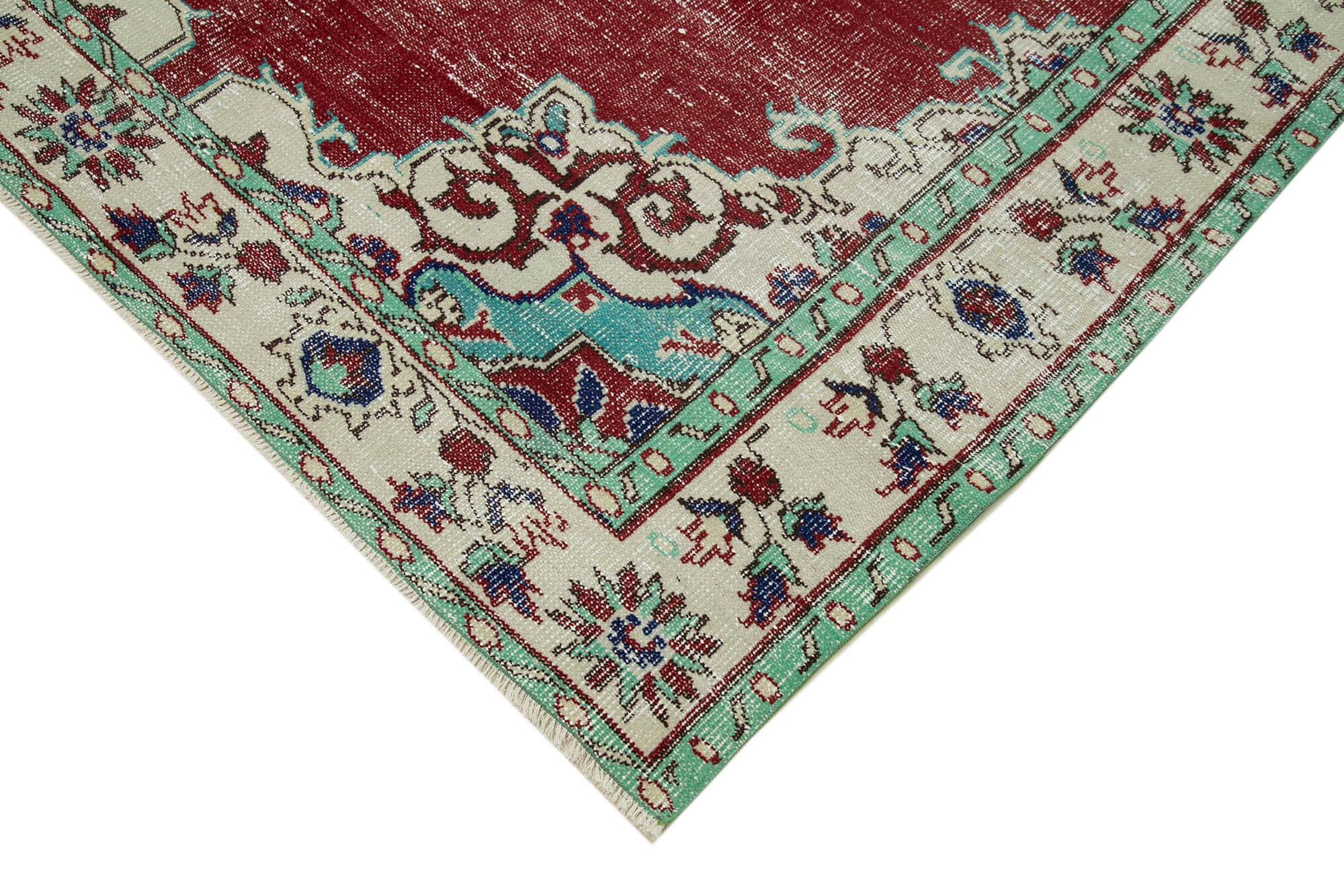 Handmade Wool Area Rug - Vintage Cotton Rug 6'3'' x 9'7'' | Neutral Beige, Soft Wool Texture