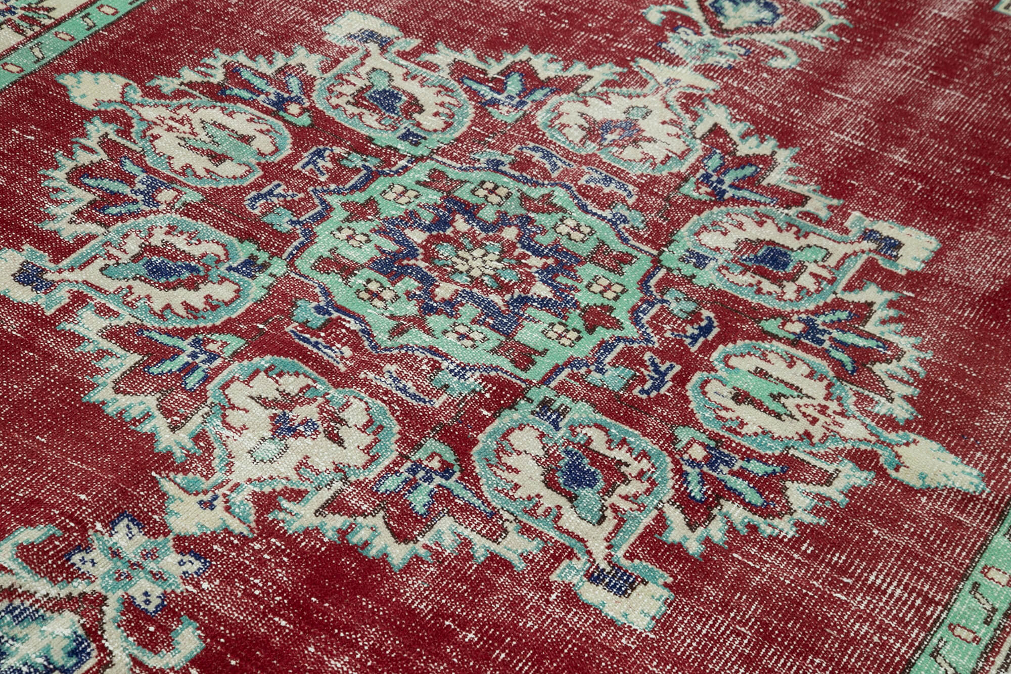 Handmade Wool Area Rug - Vintage Cotton Rug 6'3'' x 9'7'' | Neutral Beige, Soft Wool Texture