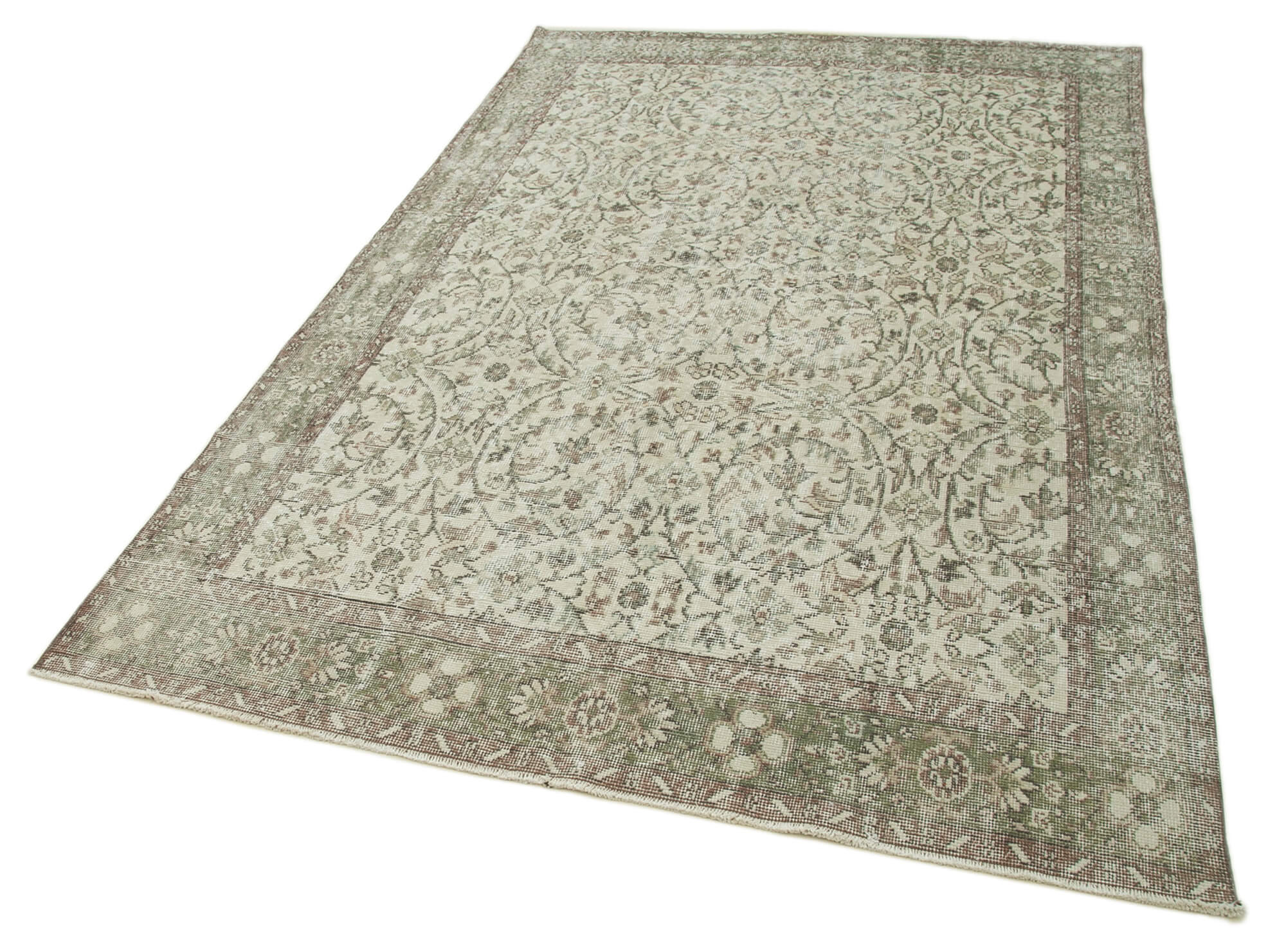 Handmade Wool Area Rug – Vintage Cotton Rug | Durable Cotton Weave, Beige Wool Carpet
