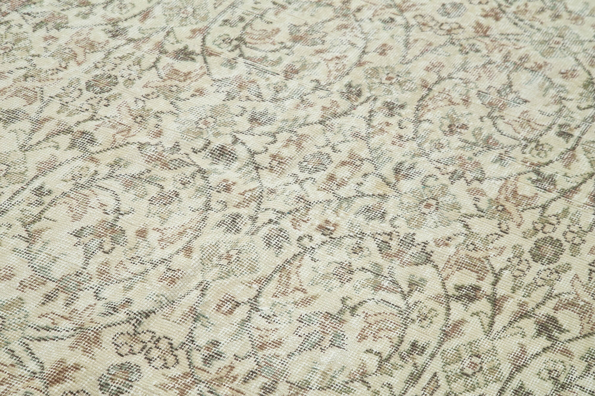 Handmade Wool Area Rug – Vintage Cotton Rug | Durable Cotton Weave, Beige Wool Carpet