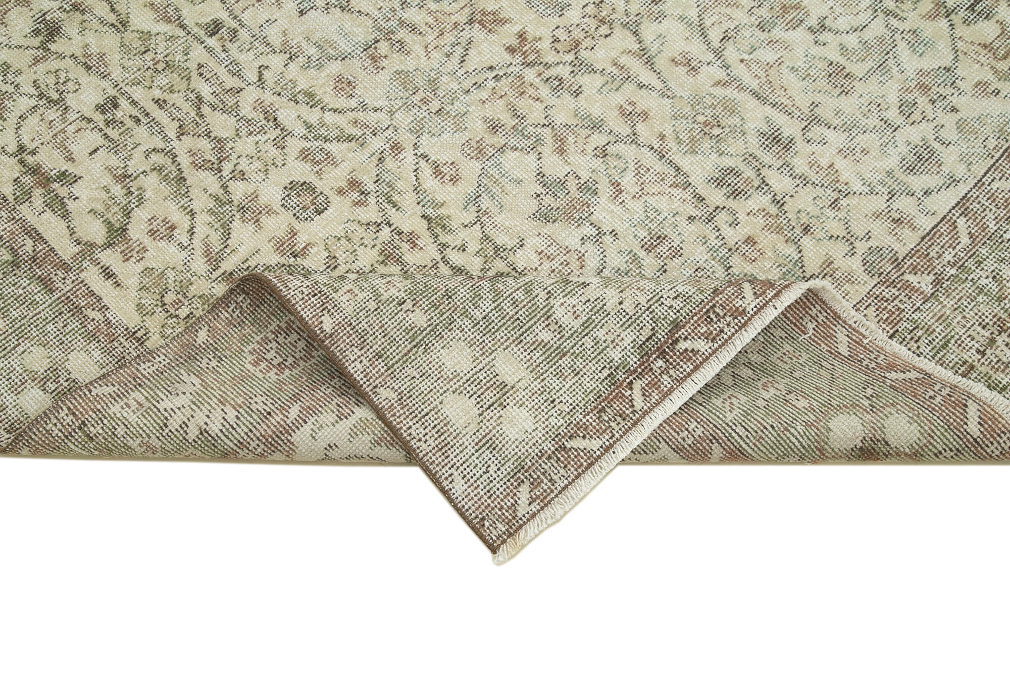Handmade Wool Area Rug – Vintage Cotton Rug | Durable Cotton Weave, Beige Wool Carpet