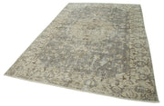 Handmade Wool Area Rug | Durable Vintage Carpet – Soft Cotton Weave, Beige 6'3''x9'1''