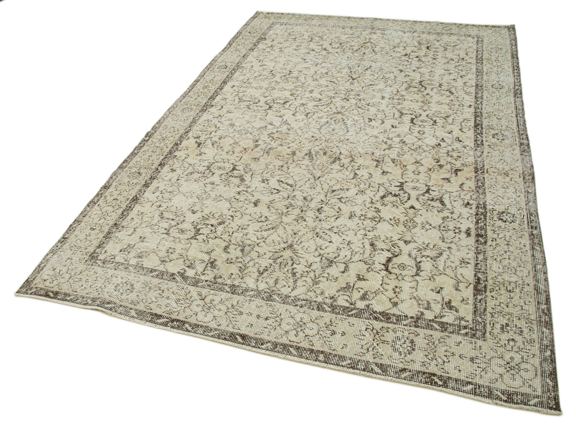 Vintage Wool Area Rug - Handmade Cotton Rug, Turkish Vintage Carpet 5'8''x9'4''