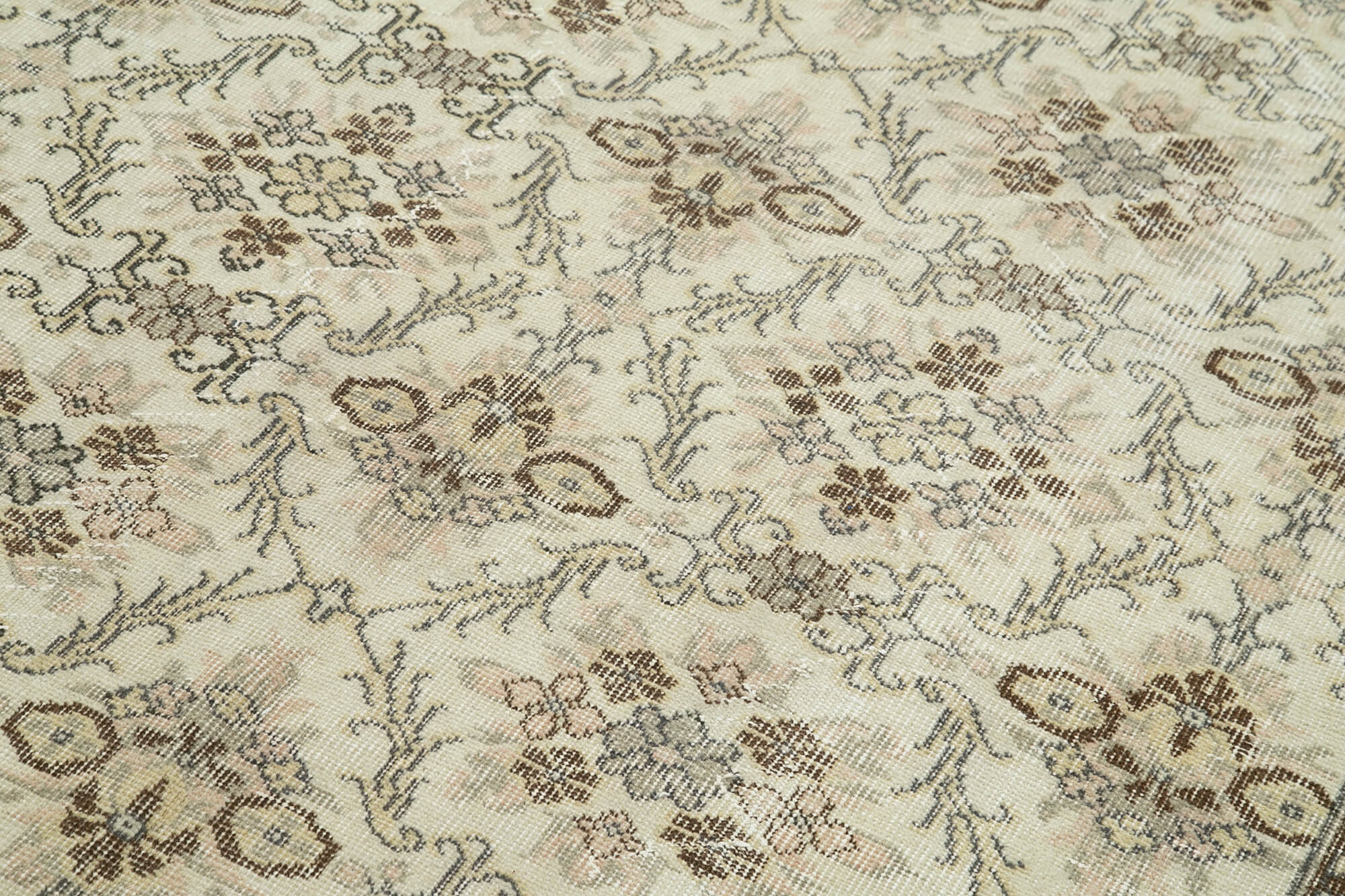 Handmade Wool Area Rug – Vintage Cotton Rug, Beige Classic 5'8''x9'9''