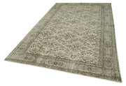 Handmade Vintage Area Rug – Neutral Beige Wool Cotton 6'4''x10'4'' Classic Turkish Carpet