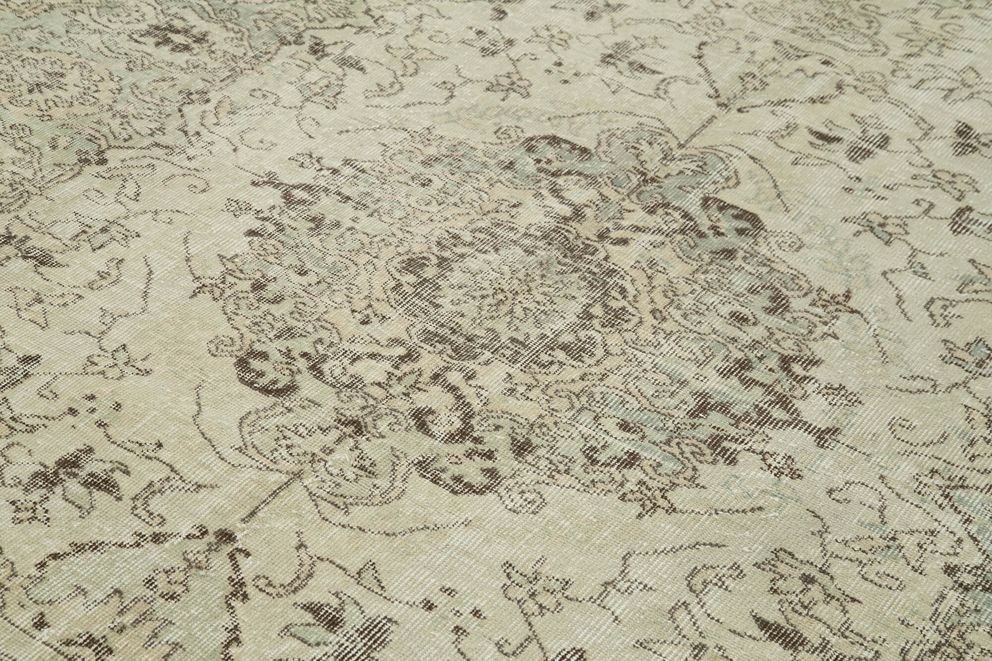 Handmade Wool Area Rug – Vintage Cotton Rug Beige Area Carpet 6'9''x9'10''