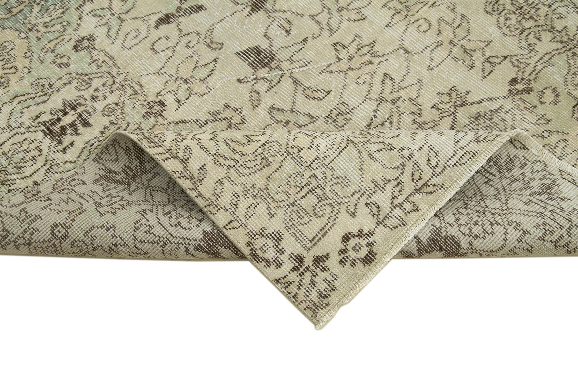 Handmade Wool Area Rug – Vintage Cotton Rug Beige Area Carpet 6'9''x9'10''