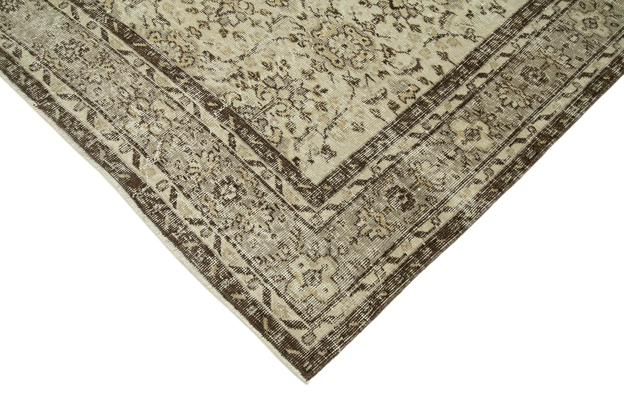 Handmade Wool Area Rug – Vintage Cotton Rug, Turkish Wool, Beige Classic Living Room Carpet 6'10"x10'