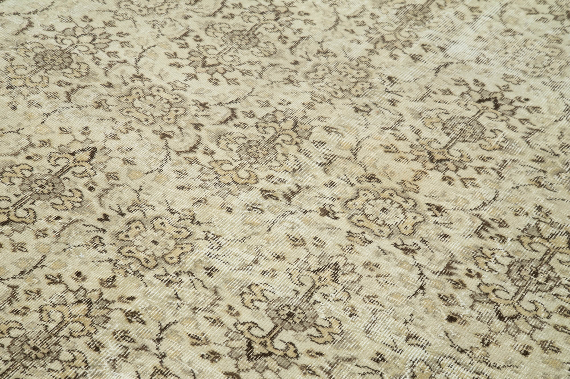 Handmade Wool Area Rug – Vintage Cotton Rug, Turkish Wool, Beige Classic Living Room Carpet 6'10"x10'