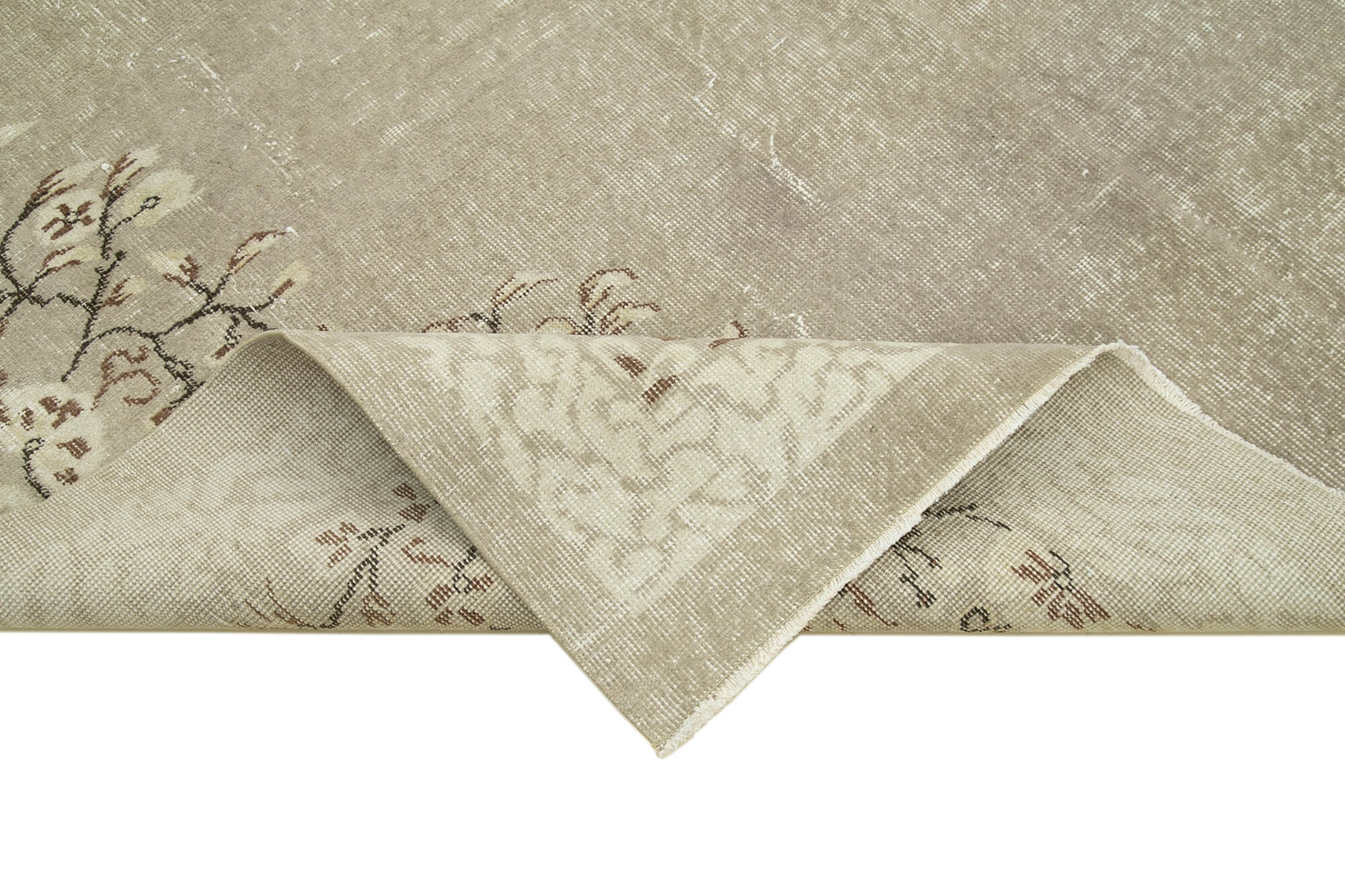 Vintage Wool Area Rug - Handmade Cotton Rug, Turkish Hand Knotted Beige Carpet 7x10