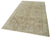 Handmade Wool Area Rug – Vintage Cotton Rug Beige 5'1''x8'4'' Rustic Style