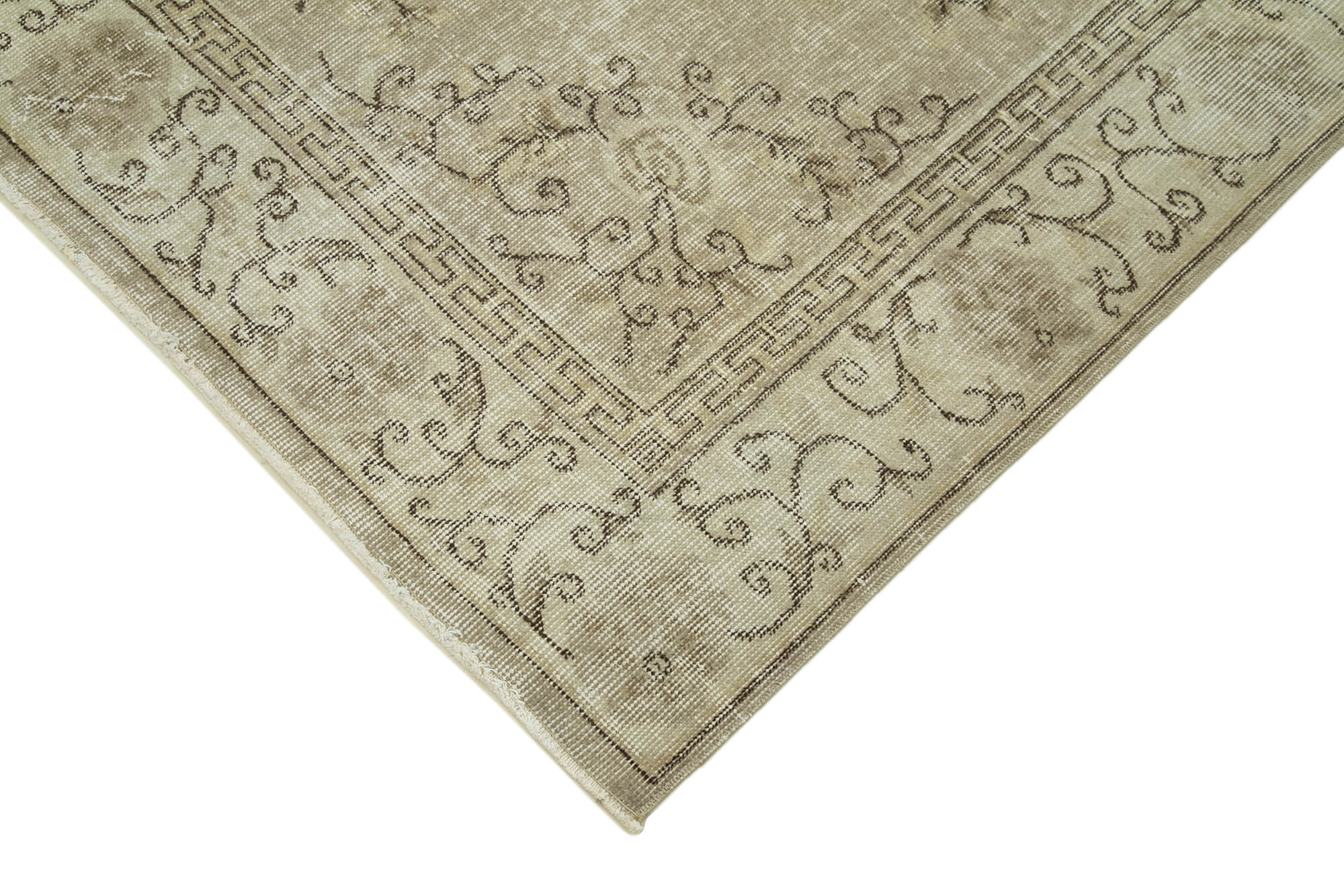 Handmade Wool Area Rug – Vintage Cotton Rug Beige 5'1''x8'4'' Rustic Style