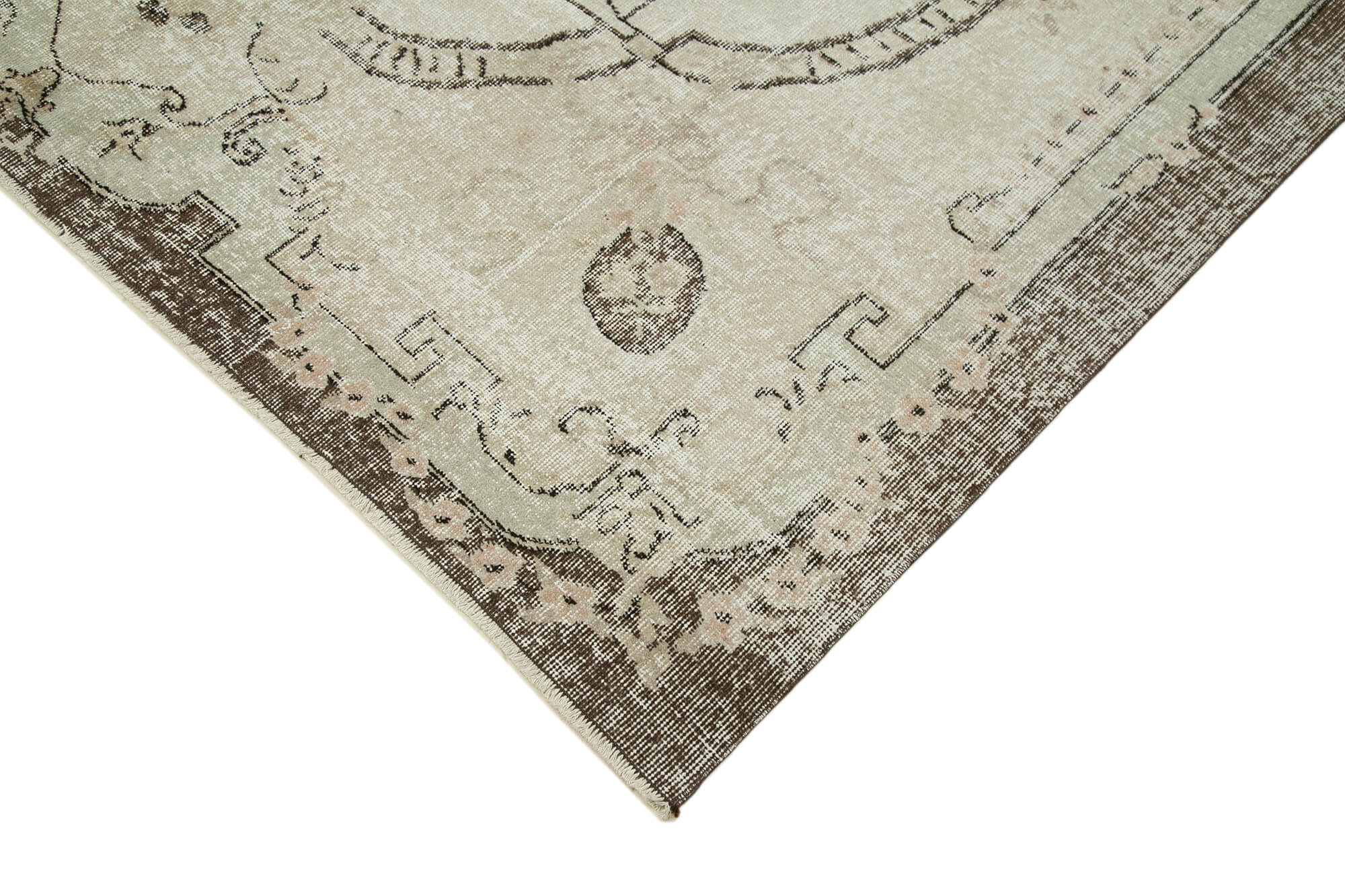 Handmade Wool Area Rug – Vintage Cotton Rug | Beige Neutral Color Carpet 6'5''x9'11''