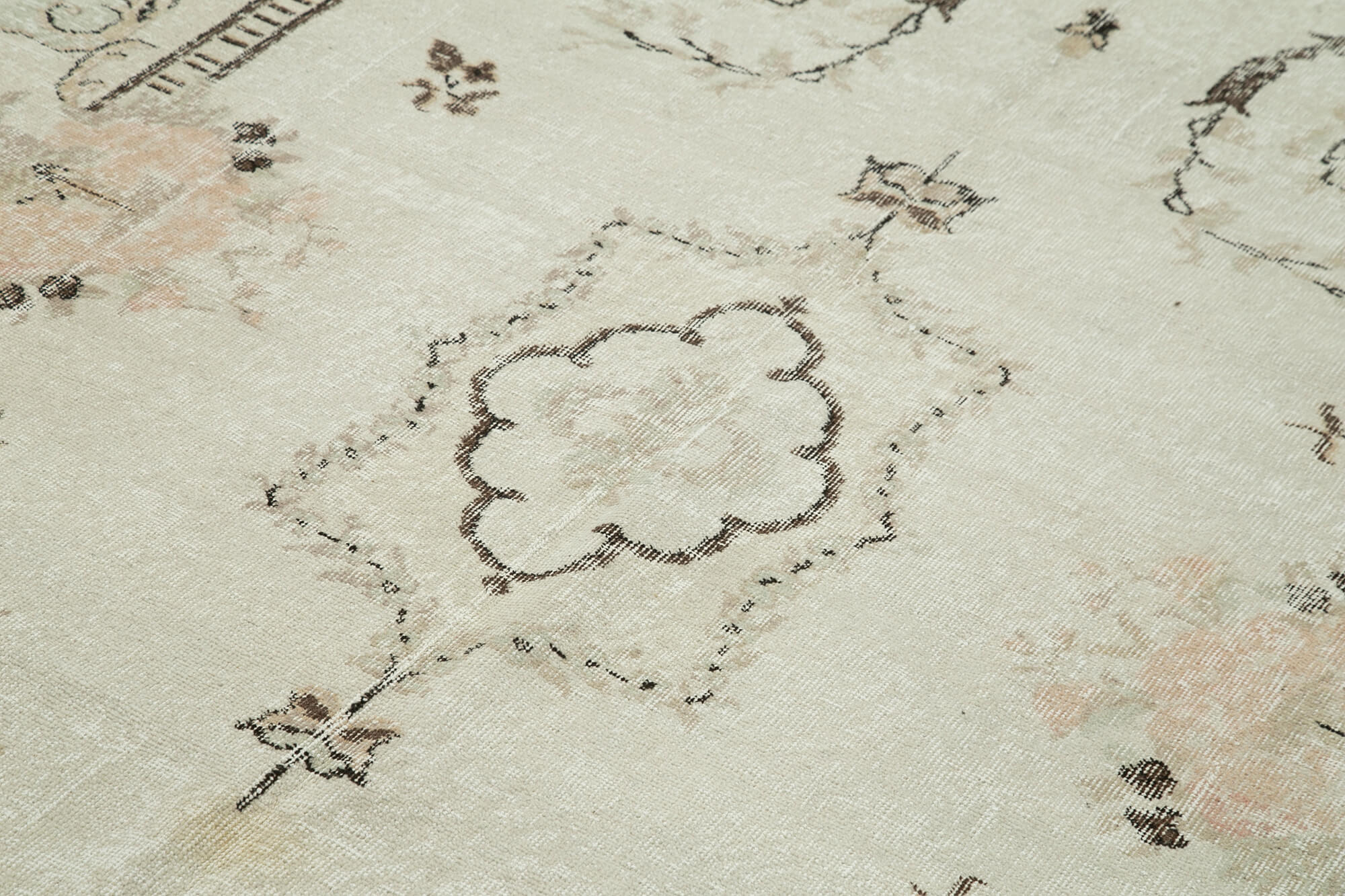 Handmade Wool Area Rug – Vintage Cotton Rug | Beige Neutral Color Carpet 6'5''x9'11''