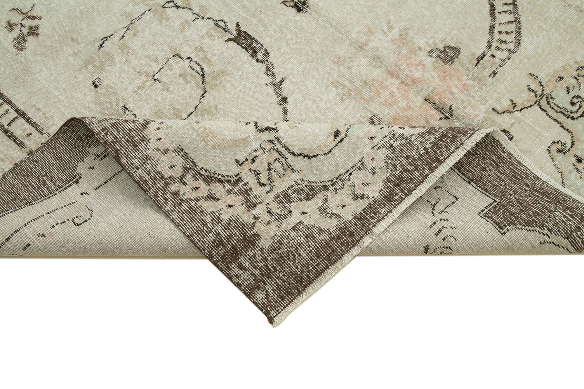 Handmade Wool Area Rug – Vintage Cotton Rug | Beige Neutral Color Carpet 6'5''x9'11''