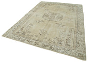 Vintage Handmade Area Rug – Beige Turkish Vintage Carpet, Hand Woven Cotton Wool
