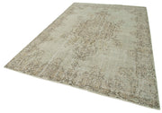 Handmade Wool Area Rug – Vintage Cotton Rug, Beige 6'10''x9'10'' Soft Floor Covering