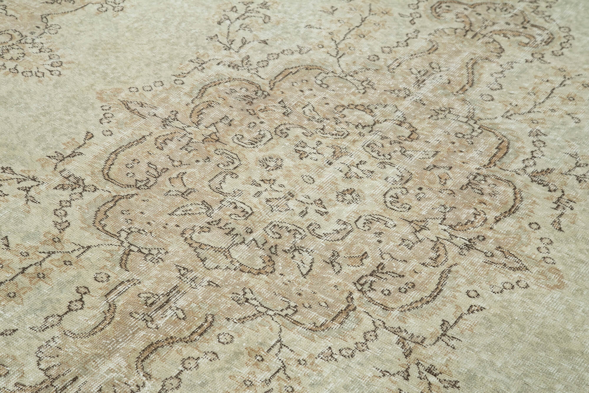 Handmade Wool Area Rug – Vintage Cotton Rug, Beige 6'10''x9'10'' Soft Floor Covering
