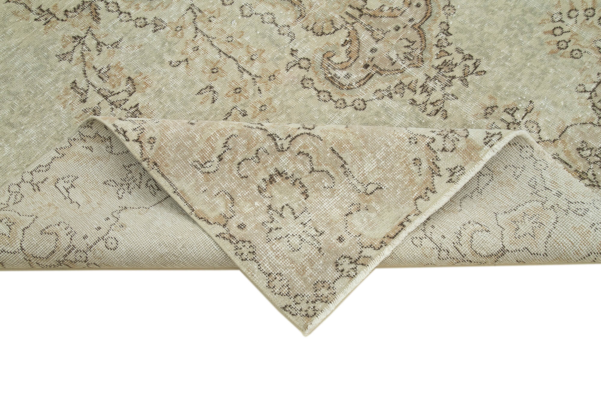 Handmade Wool Area Rug – Vintage Cotton Rug, Beige 6'10''x9'10'' Soft Floor Covering