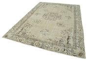 Handmade Wool Area Rug – Vintage Cotton Rug Beige 6'10''x9'9'' Classic Living Room Carpet