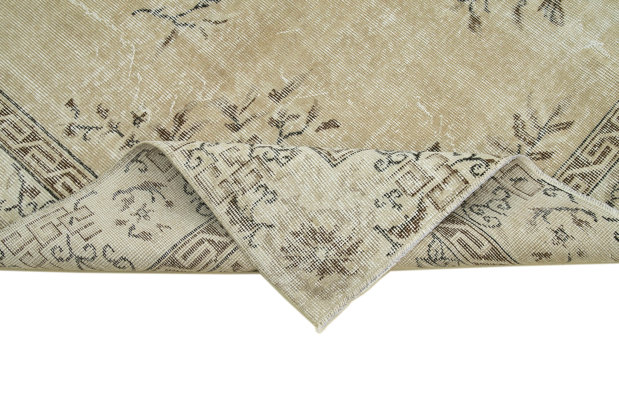 Handmade Wool Area Rug – Vintage Cotton Rug Beige 6'10''x9'9'' Classic Living Room Carpet