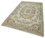 Handmade Vintage Area Rug – Turkish Hand Knotted Wool Carpet 5'3''x8'11'' Beige