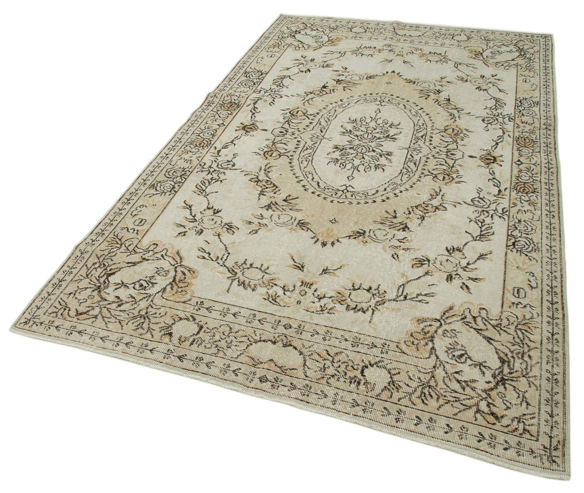 Handmade Vintage Area Rug – Turkish Hand Knotted Wool Carpet 5'3''x8'11'' Beige