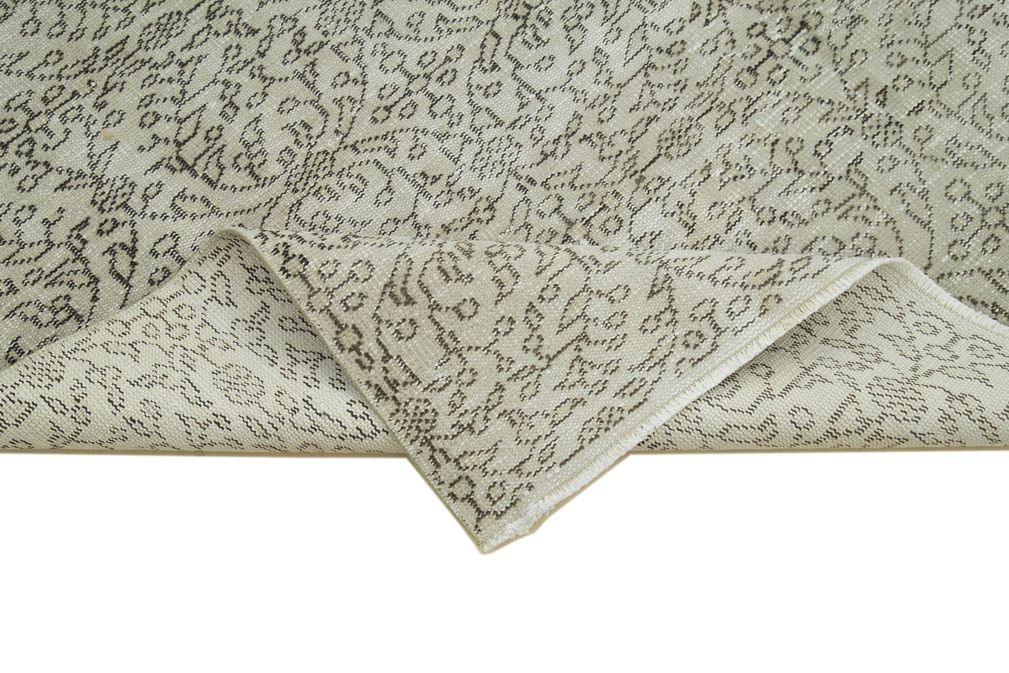 Handmade Wool Area Rug – Vintage Beige Cotton Wool Carpet 6'3''x9'7''