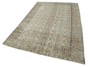 Handmade Wool Area Rug – Vintage Cotton Rug | Beige 5'7'' x 8'11'' Durable Floor Covering