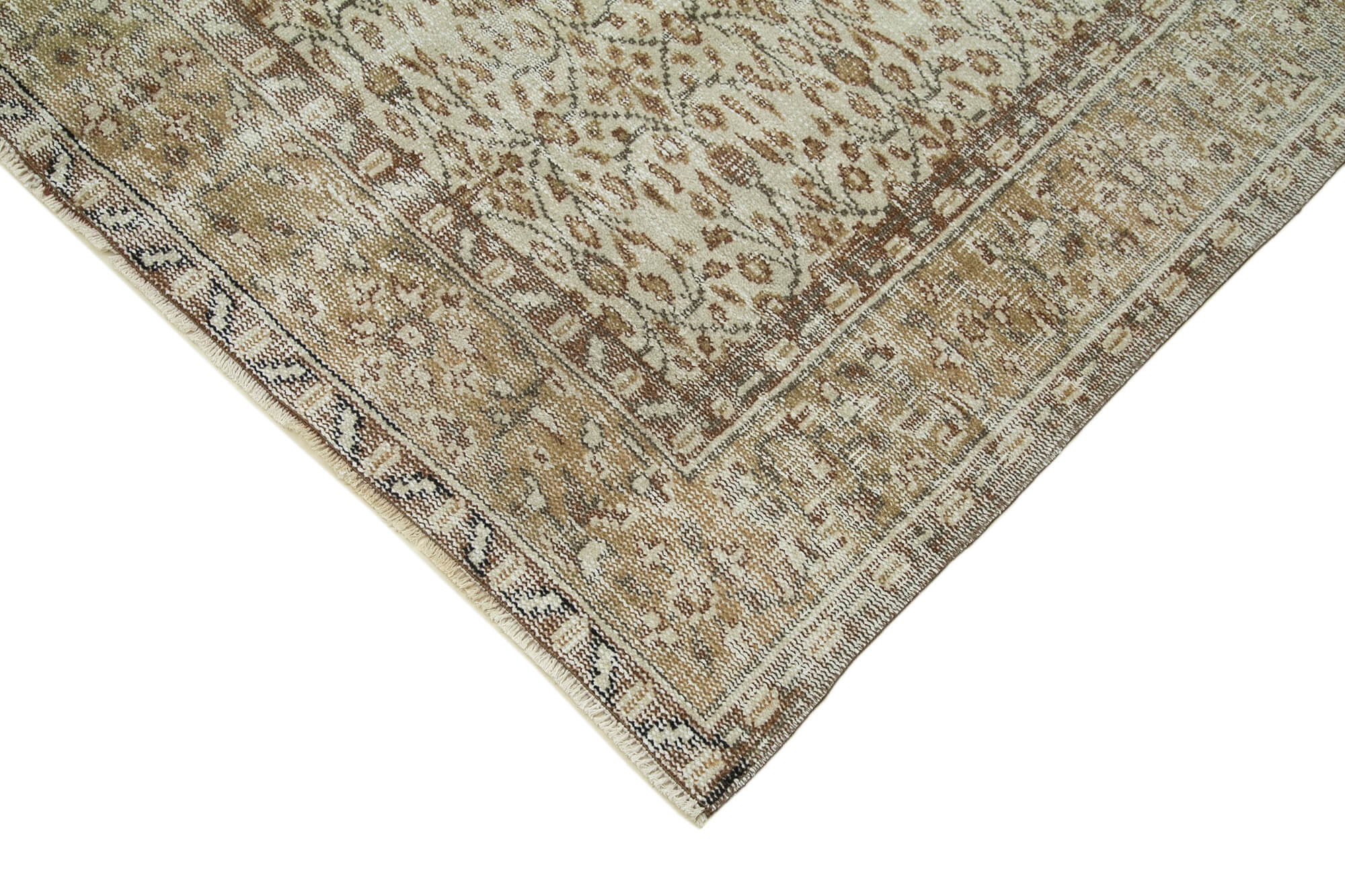 Handmade Wool Area Rug – Vintage Cotton Rug | Beige 5'7'' x 8'11'' Durable Floor Covering