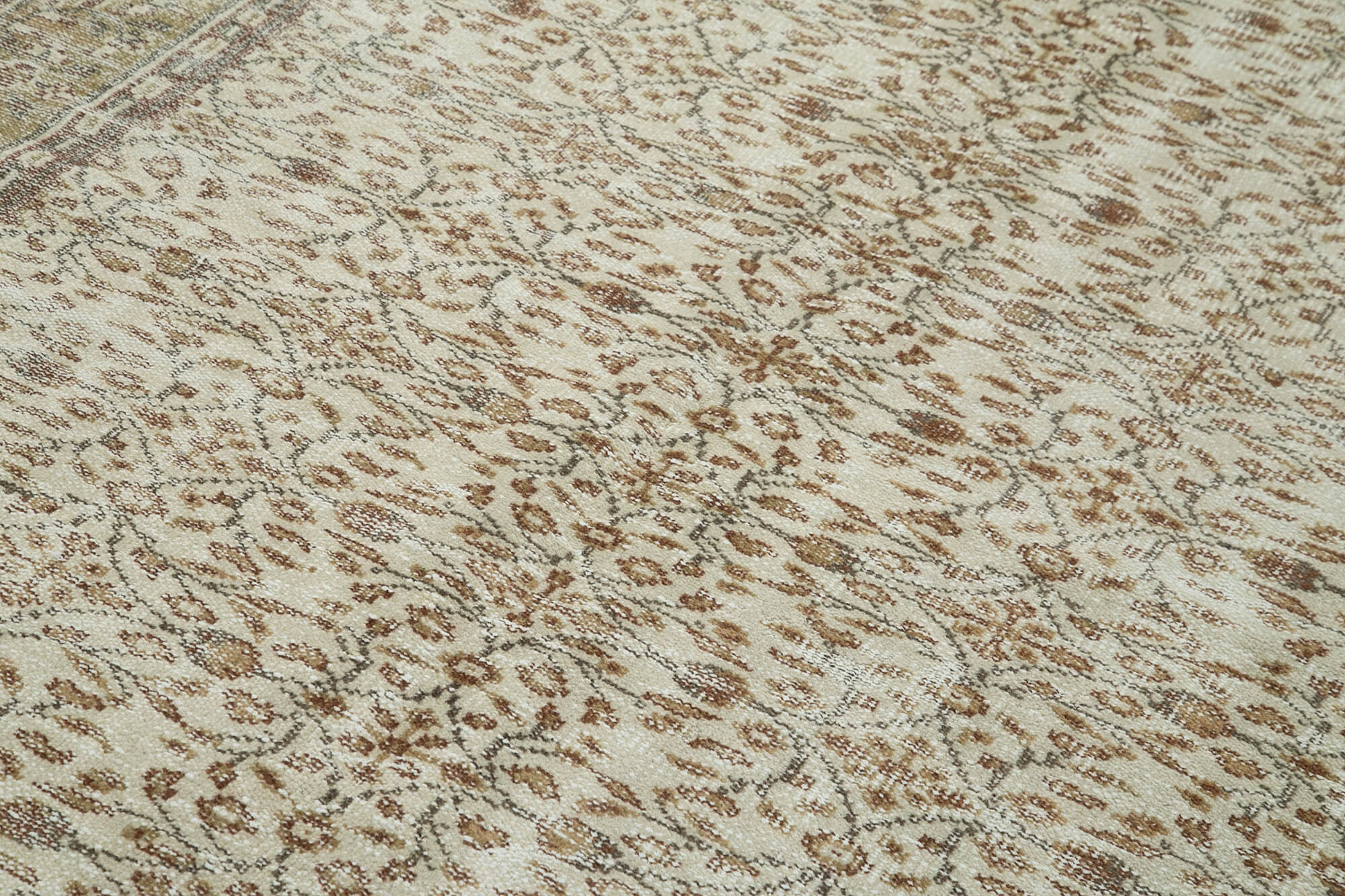 Handmade Wool Area Rug – Vintage Cotton Rug | Beige 5'7'' x 8'11'' Durable Floor Covering