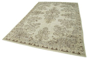 Handmade Wool Area Rug – Vintage Cotton Rug, Beige Soft Wool Carpet 6'5''x10'1''