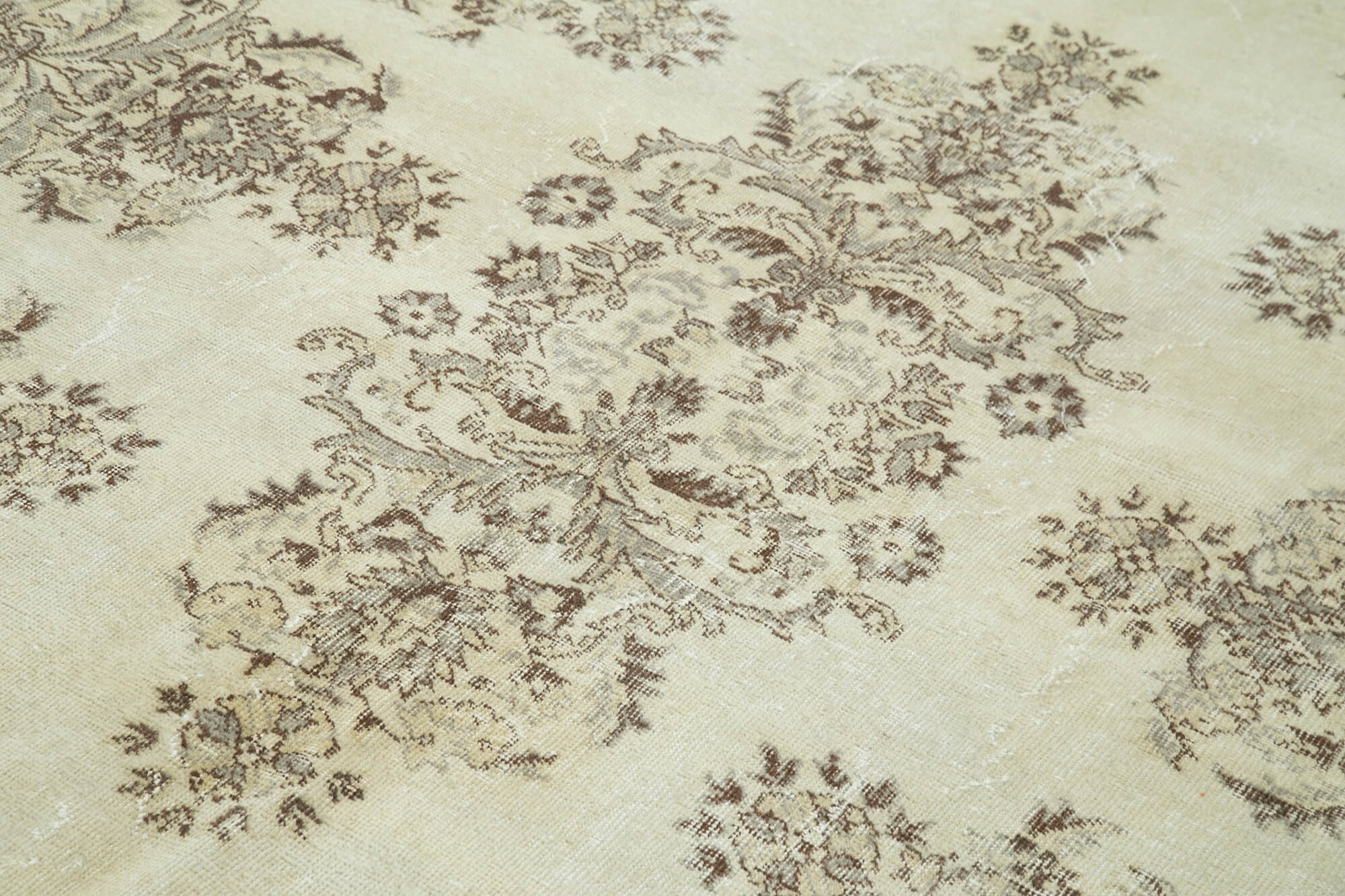 Handmade Wool Area Rug – Vintage Cotton Rug, Beige Soft Wool Carpet 6'5''x10'1''