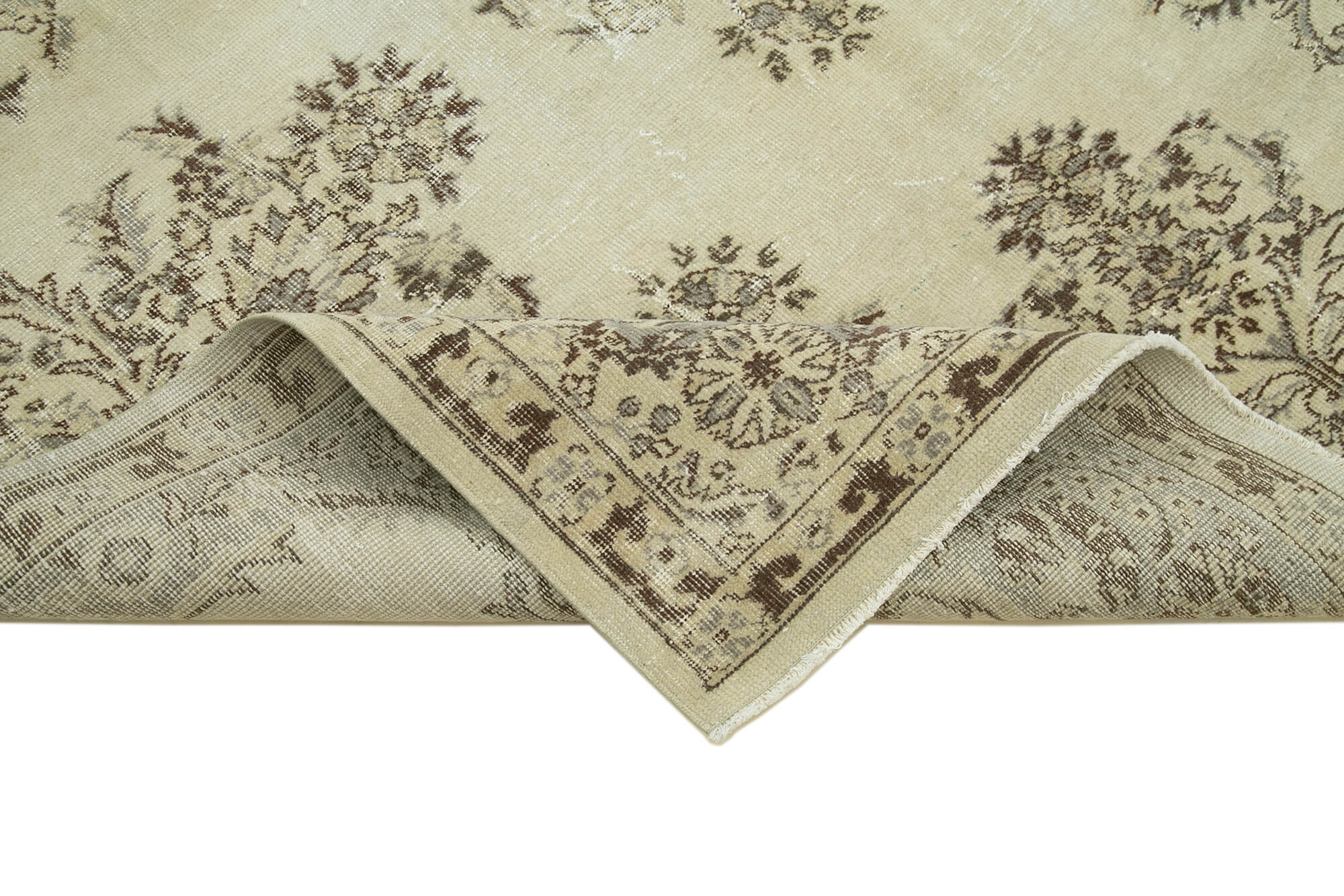 Handmade Wool Area Rug – Vintage Cotton Rug, Beige Soft Wool Carpet 6'5''x10'1''