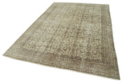 Vintage Handmade Area Rug – Beige Wool Rug, Hand Woven Cotton Wool Carpet 6x9