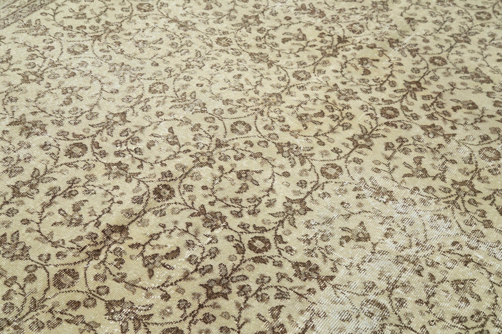 Vintage Handmade Area Rug – Beige Wool Rug, Hand Woven Cotton Wool Carpet 6x9