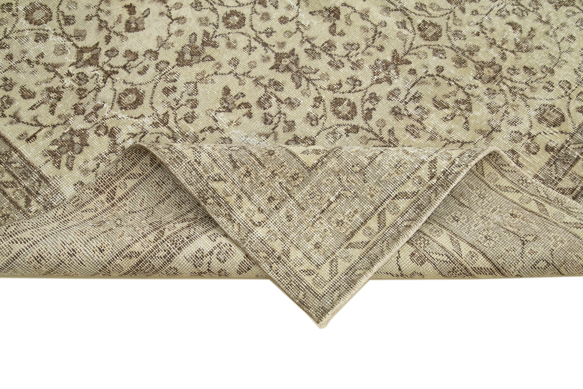 Vintage Handmade Area Rug – Beige Wool Rug, Hand Woven Cotton Wool Carpet 6x9