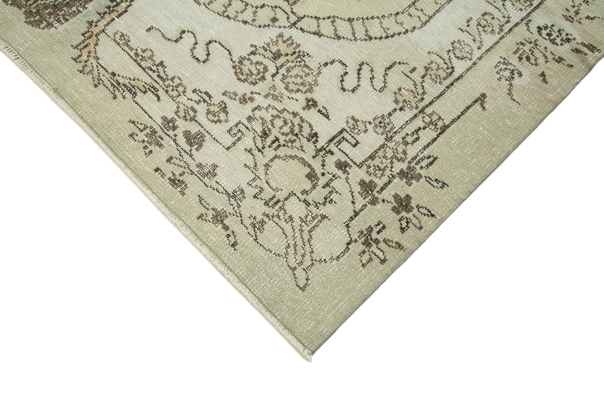 Handmade Wool Area Rug | Traditional Hand Knotted Turkish Vintage Rug | Beige Cotton