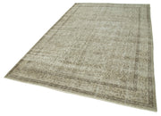 Vintage Handmade Area Rug – Hand Woven Wool & Cotton 6'5''x9'11'' Beige Carpet