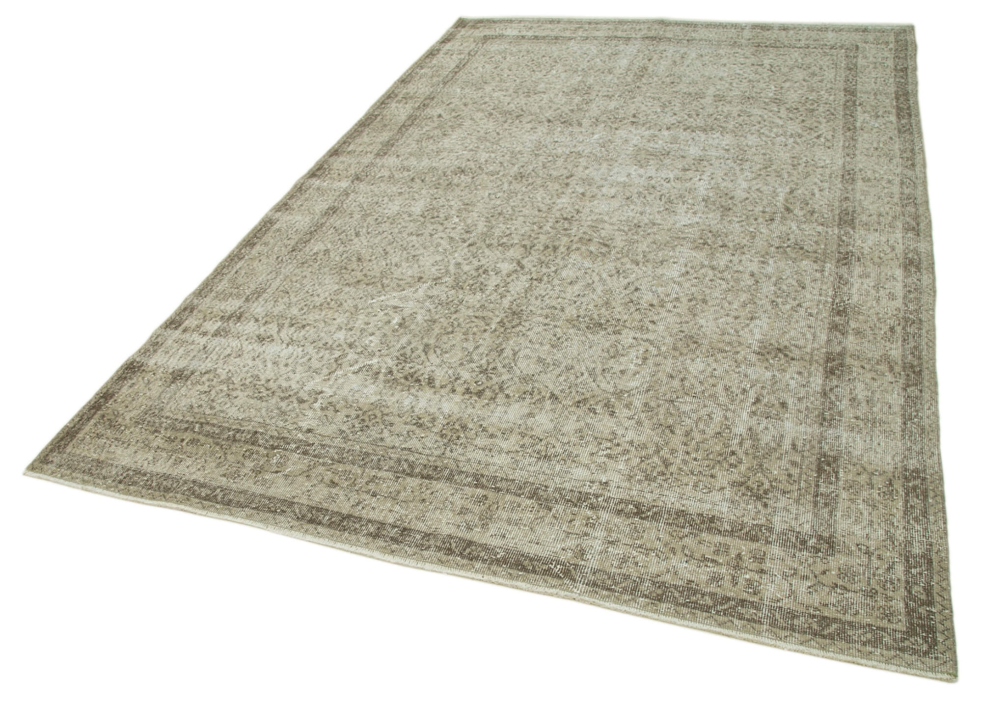 Vintage Handmade Area Rug – Hand Woven Wool & Cotton 6'5''x9'11'' Beige Carpet