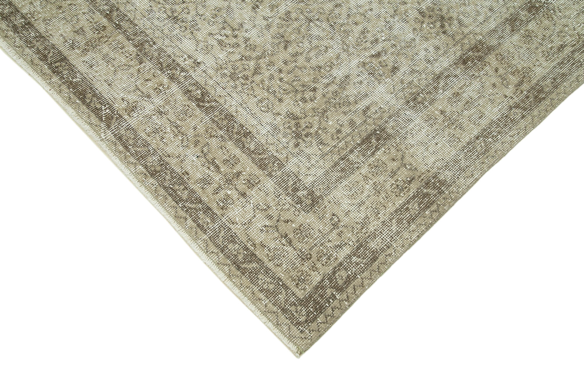 Vintage Handmade Area Rug – Hand Woven Wool & Cotton 6'5''x9'11'' Beige Carpet
