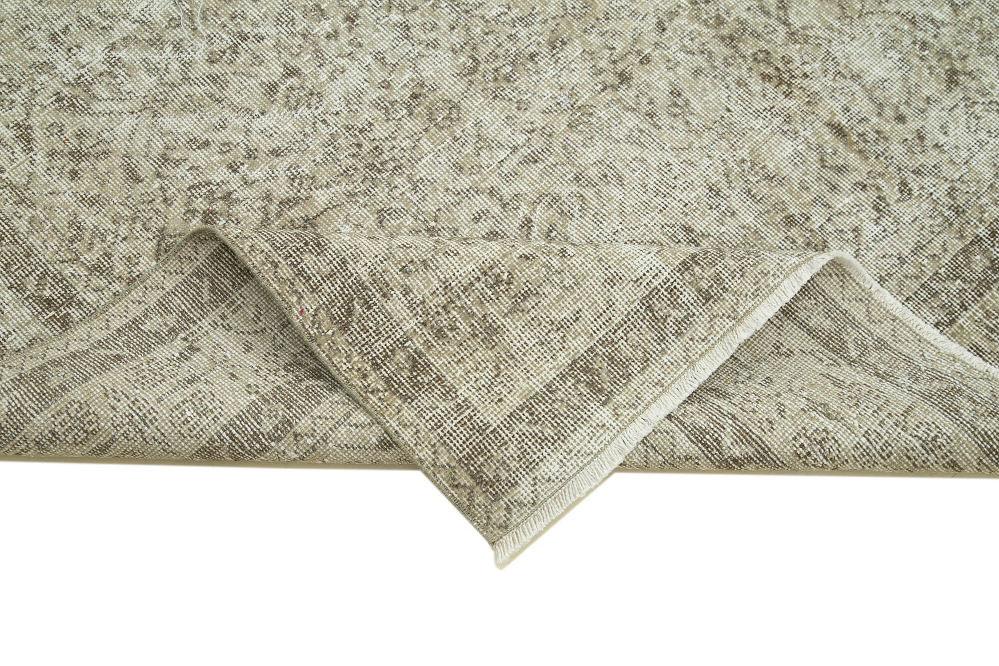 Vintage Handmade Area Rug – Hand Woven Wool & Cotton 6'5''x9'11'' Beige Carpet