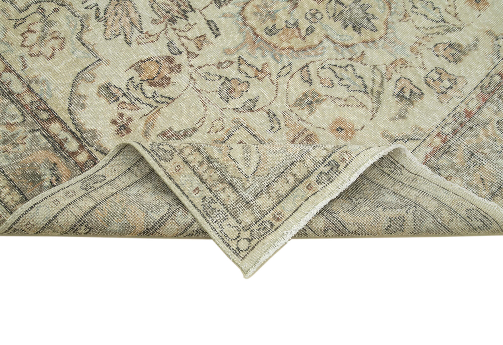 Vintage Handmade Area Rug – Hand Woven Rug, Cotton Wool Carpet 6'3'' x 11'0''